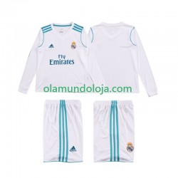 Camisola Real Madrid 2017 2018 Retro Criança Equipamento Primeiro Manga Comprida